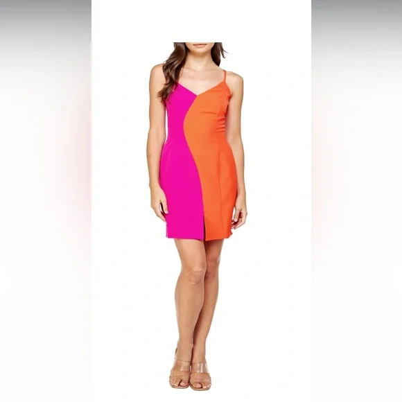 open lace back dress SSYS The Emery Midi Dress In Magenta Orange Swirl main image 0